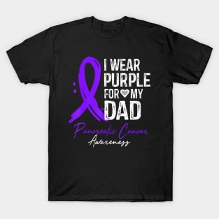 I Wear Purple For My Dad Pancreatic Cancer Awareness T-Shirt